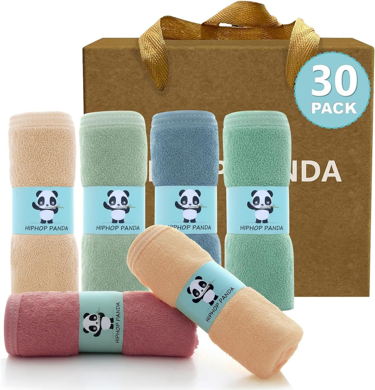 HIPHOP PANDA Ultra Soft Baby Washcloths, 2-Layer Absorbent Wash Cloths