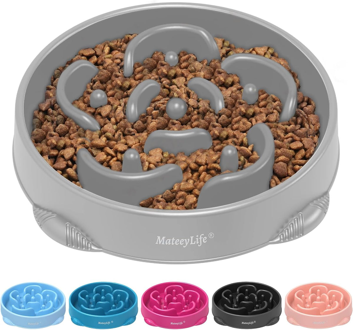 MateeyLife 2-Pack Slow Feeder Dog Bowls, 2 Cups, Dog Puzzle Feeder Bowl | Food-contact safe, dishwasher safe, non-slip base, maze design, for fast eaters, for dogs and cats, daily mealtimes