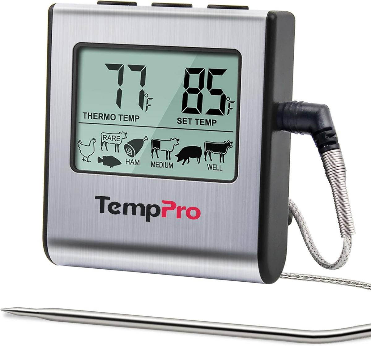 TempPro TempTrack Large LCD Digital Meat Thermometer for Cooking, Smoking
