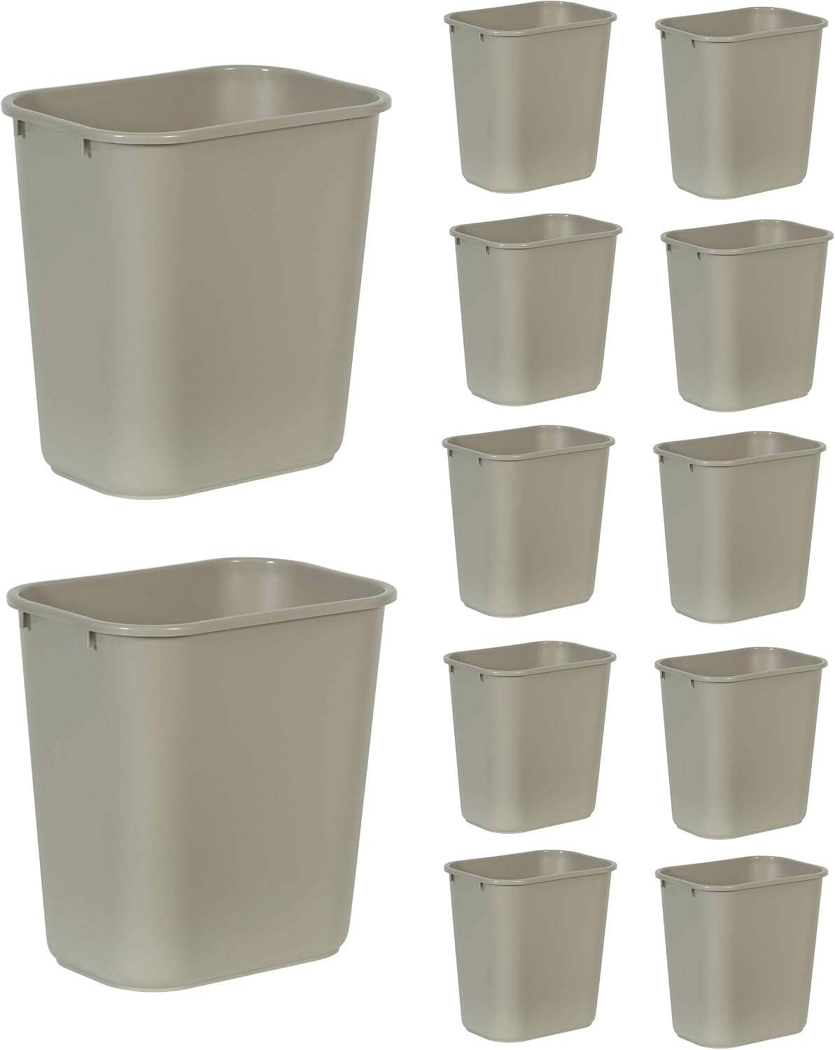 Rubbermaid Commercial Products Deskside Wastebasket/Trash Can, 10.25-Gallon/41-Quart, Gray, Plastic, Garbage Can for Home/Office, Fits Under Desk/Sink/Cabinet