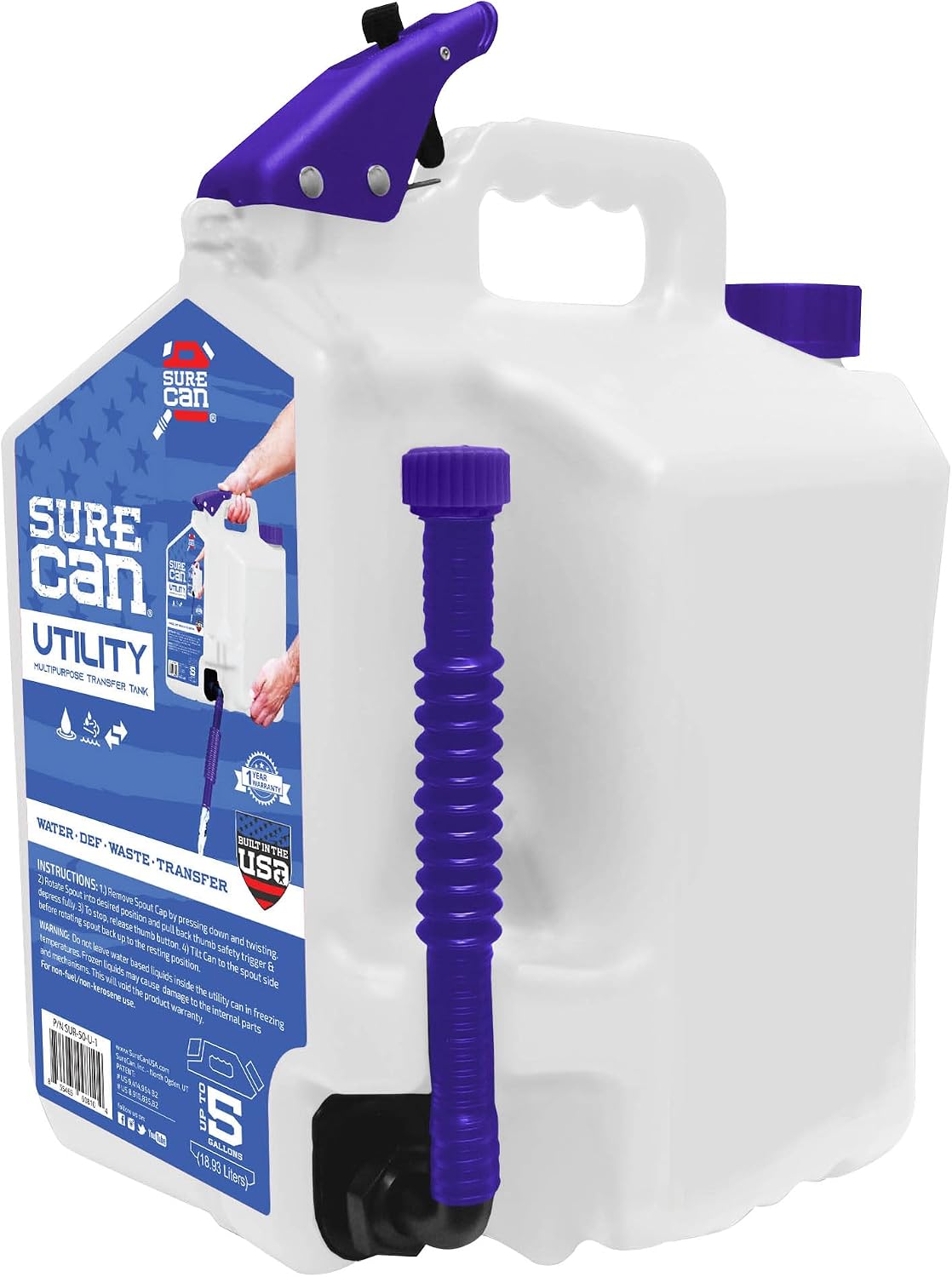 SureCan 5 Gallon Type II Storage Container – Rotating Spout, Self-Venting Design & Spill-Controlled Dispensing – Durable Multi-Purpose Utility Can (Red, SUR5SFG2)