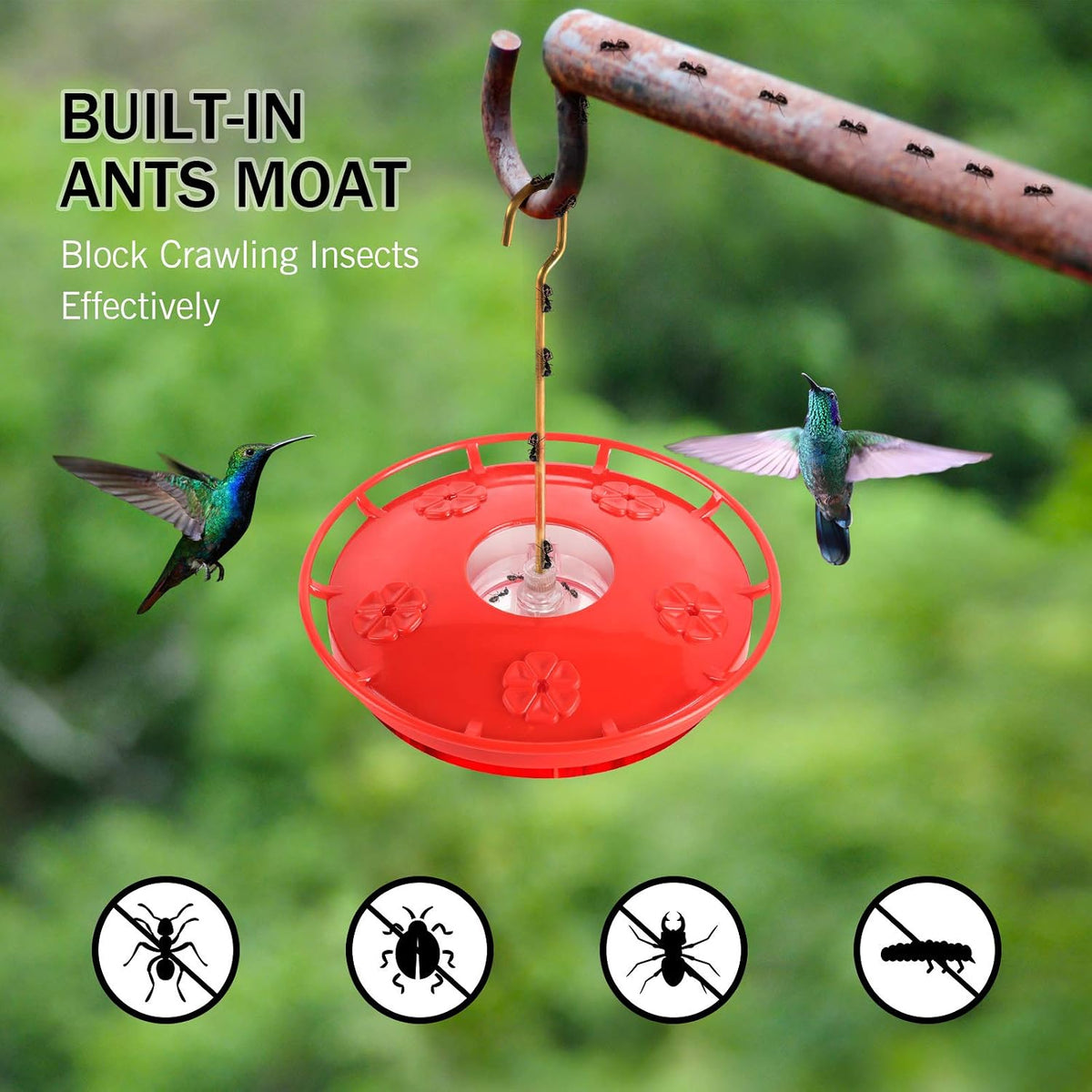 eWonLife 2 Pack 16 oz Saucer Hummingbird Feeders for Outdoors, Garden Decor