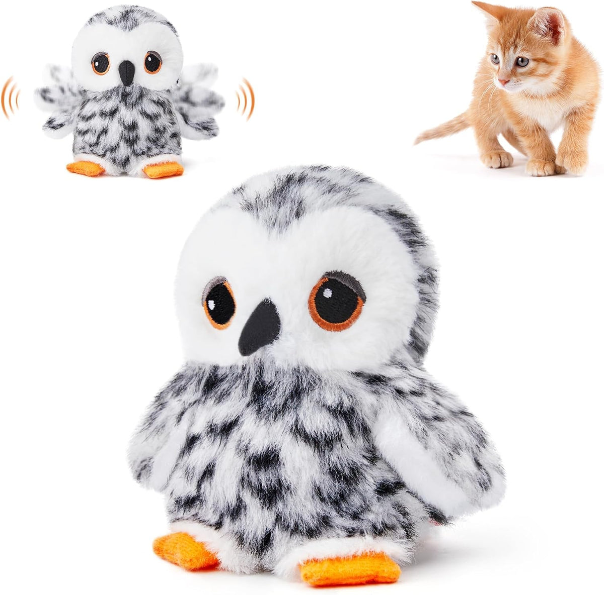 Potaroma Cat Toys Flapping Bird (No Flying), Lifelike Sandpiper Chirp Tweet, Rechargeable Touch Activated Kitten Toy Interactive Cat Exercise Toys for All Breeds Cat Kicker Catnip Toys 4.0"