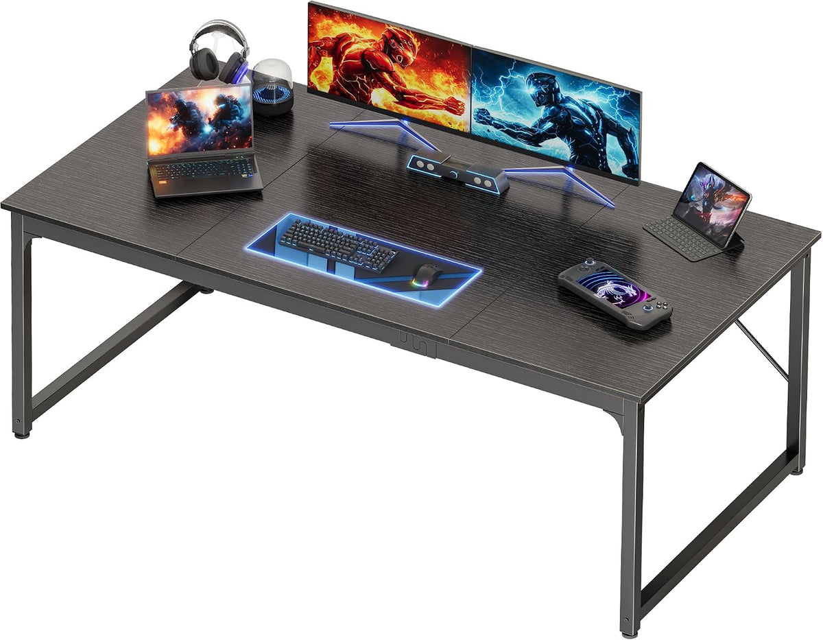 PRAISUN 47 X 24 Inch Computer Desk with Deeper Desktop, Gaming Office Writing Work Desk for Home Office, Study, Bedroom, Work from Home, Metal Frame, Rustic Brown