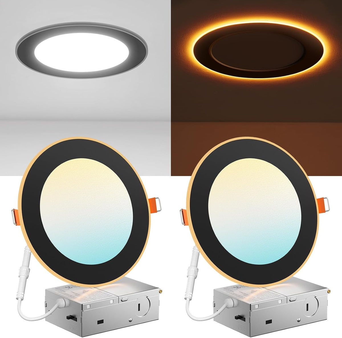 Amico 12 Pack 6 Inch LED Recessed Light with Night Light, 5CCT, 1100LM