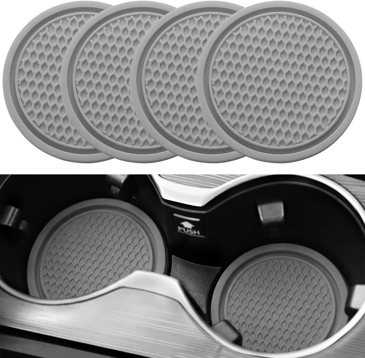 SINGARO Car Cup Coaster, 4PCS Universal Non-Slip Cup Holders Embedded in Ornaments Coaster, Car Interior Accessories, Red