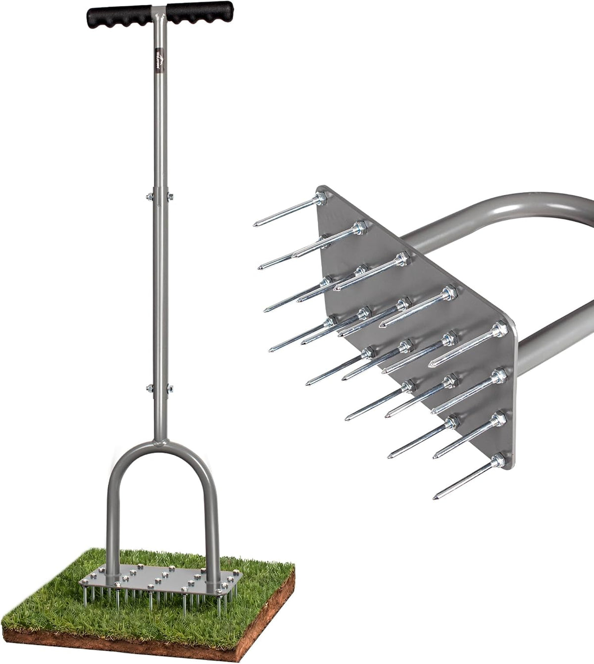 Walensee Manual Lawn Aerator Tool with 15 Iron Spikes, Garden Spike Aerator