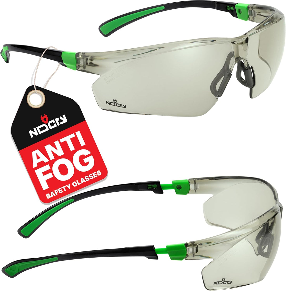 NoCry Clear Safety Glasses for Men and Women with Anti-Fog and Scratch Resistant Wrap Around Lenses, Adjustable Temples and Nose Pads — ANSI Z87 Certified Protective Eyewear with 100% UV Shielding
