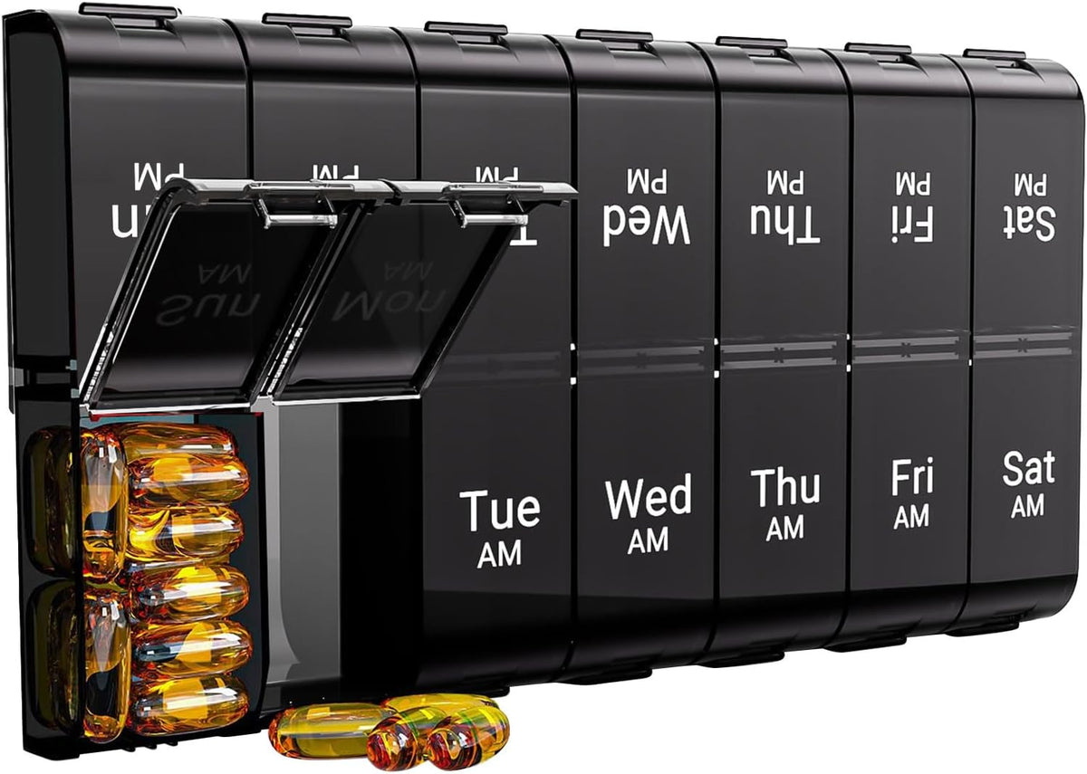 Extra Large Pill Organizer 2 Times a Day，Made for Seniors & High-Dose Users