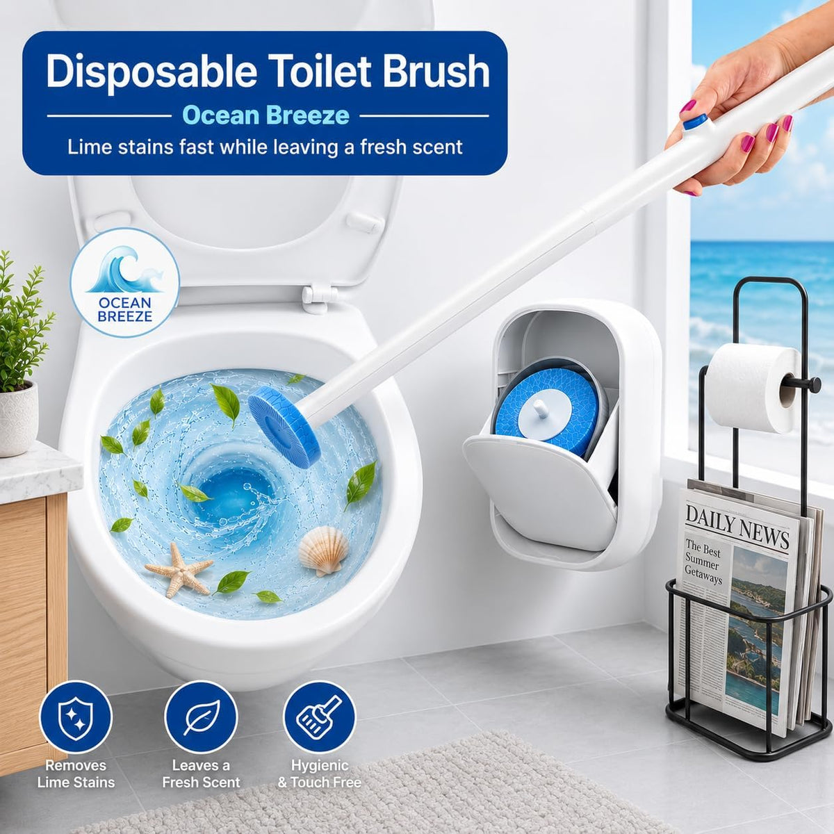 CiLoN Disposable Toilet Brush, Toilet Wand Cleaning System, Bowl Scrubber