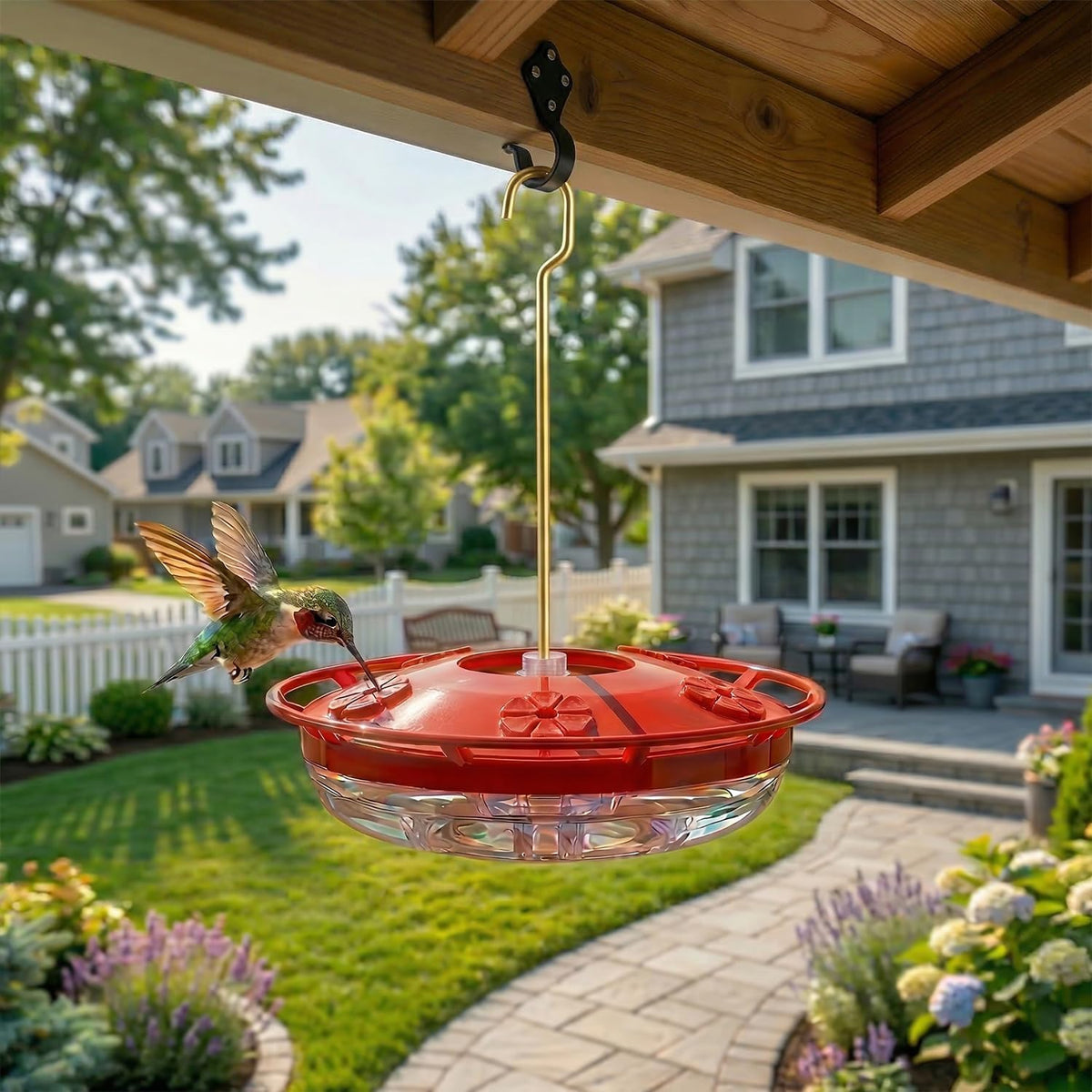 eWonLife 2 Pack 16 oz Saucer Hummingbird Feeders for Outdoors, Garden Decor