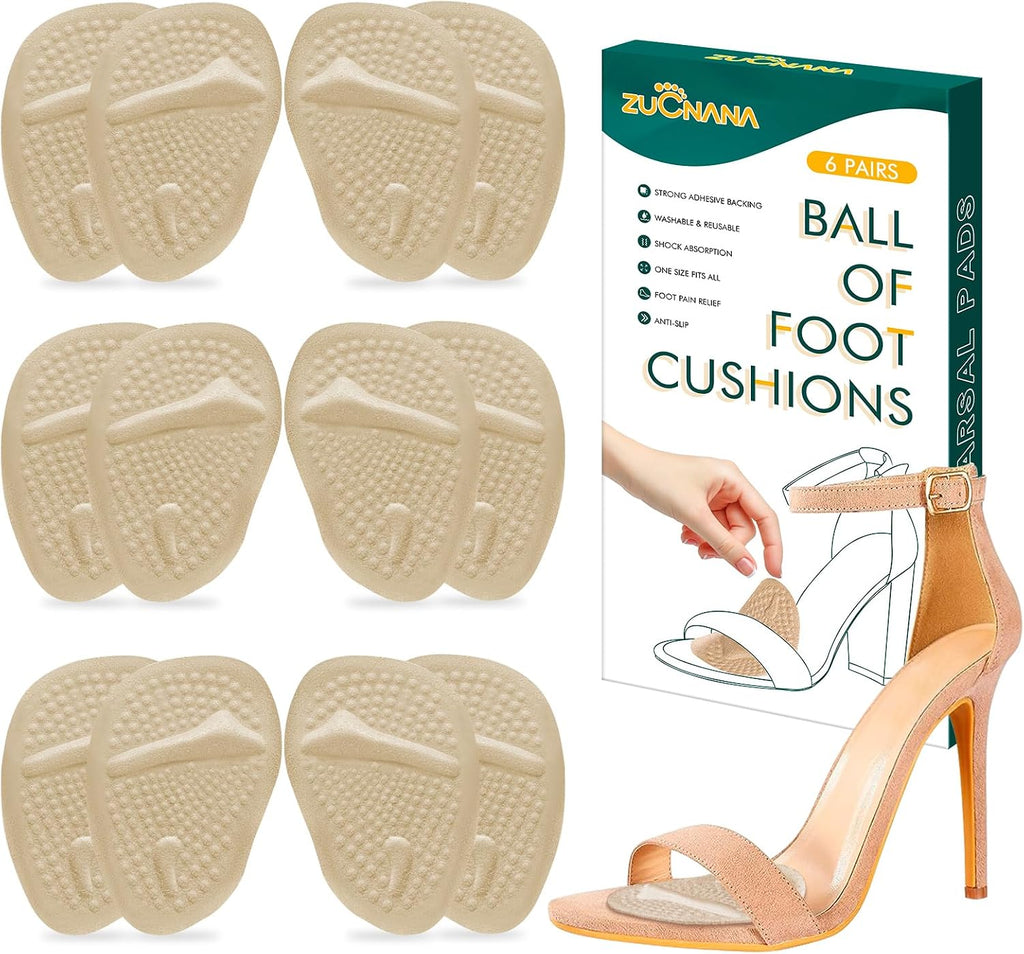 ZUCNANA Ball of Foot Cushions, Gel Shoe Inserts Heel Inserts Women 2 Pairs