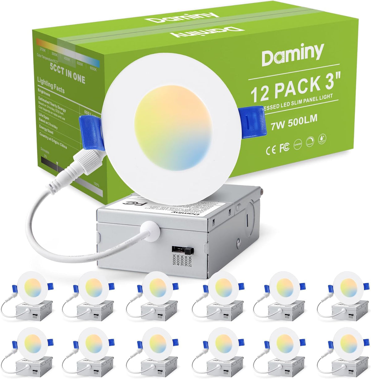 DAMINY 12 Pack 6 Inch LED Recessed Lighting, Canless Wafer Downlight