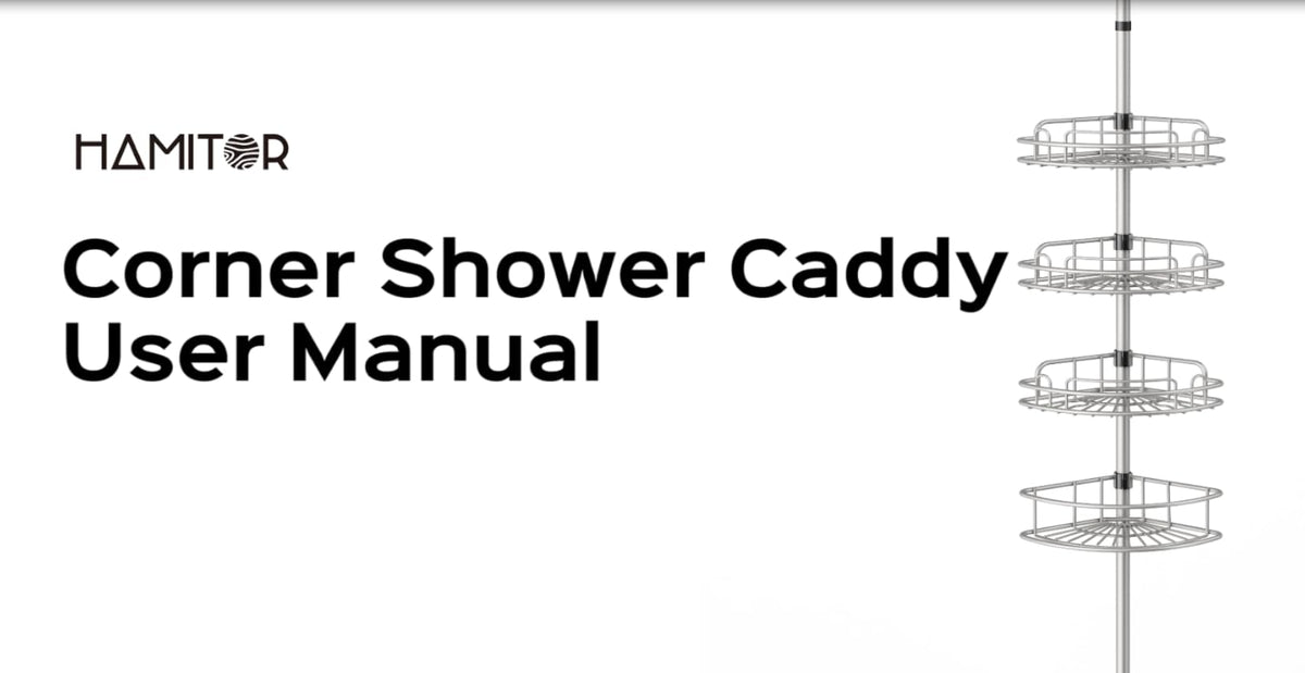 HAMITOR Corner Shower Caddy Tension Pole 4 Tier Rustproof Shampoo Organizer