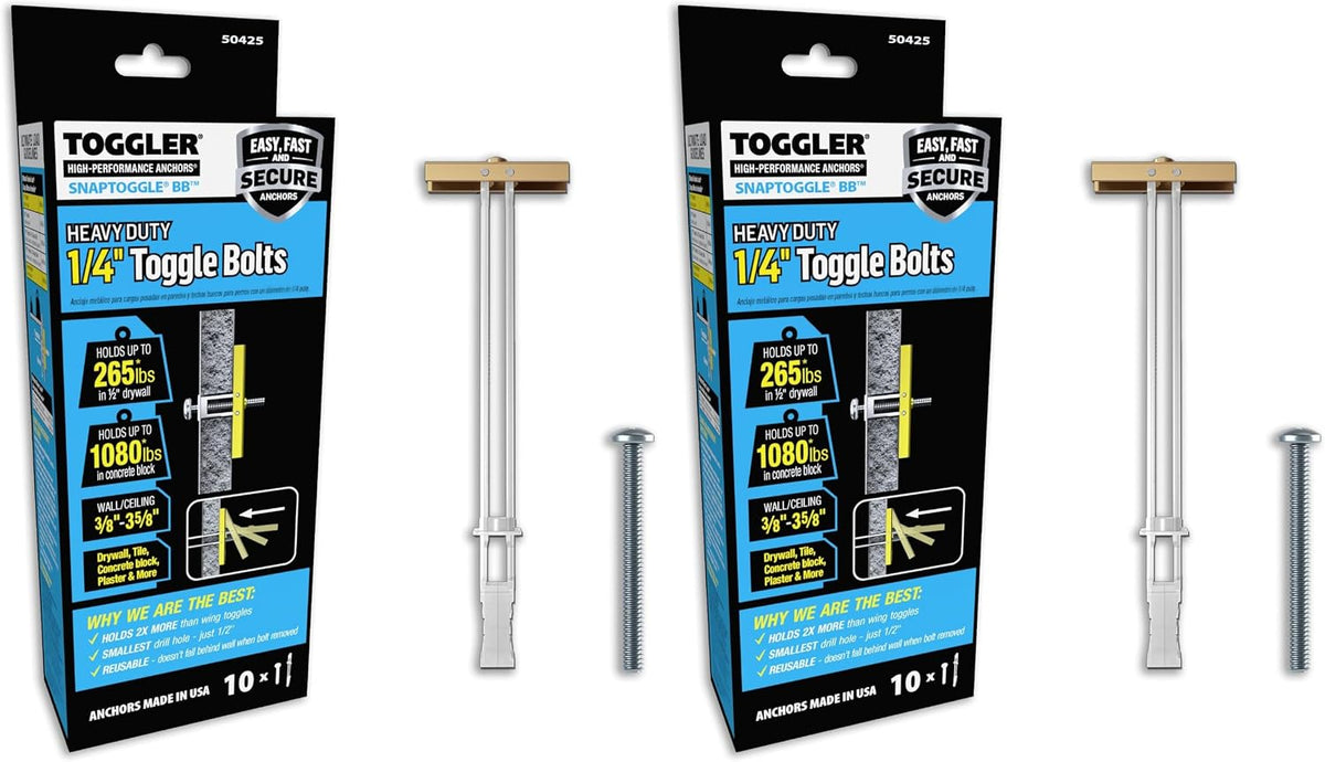 TOGGLER SNAPTOGGLE Drywall Anchors with 1/4-20 Bolts, 20 Pack