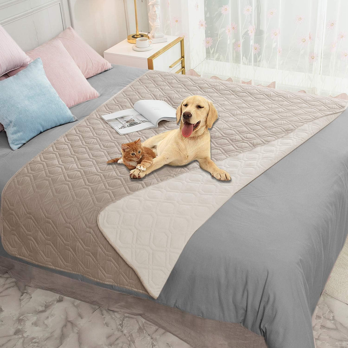 Ameritex Waterproof Dog Bed Blankets Cover for Bed Couch Sofa Reversible