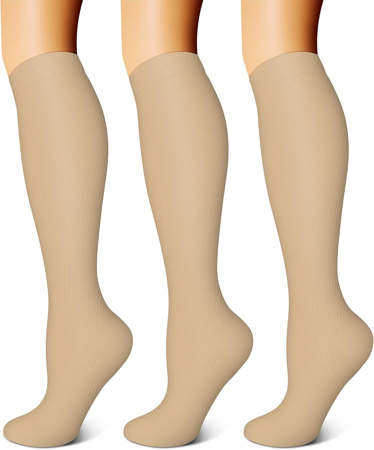 FEYHAY Copper Compression Socks (3 Pairs) 15-20 mmHg Circulation is Best Athletic & Daily for Men & Women, Running, Climbing