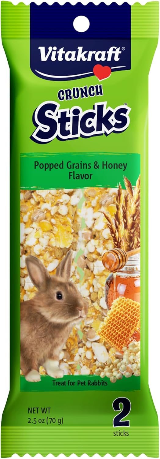 Vitakraft Crunch Sticks Rabbit Treat Wild Berry and Honey Flavor with Natural Grains and Honey Enriched with Essential Nutrients Baked on Wooden Stick to Encourage Chewing and Long Lasting Enjoyment