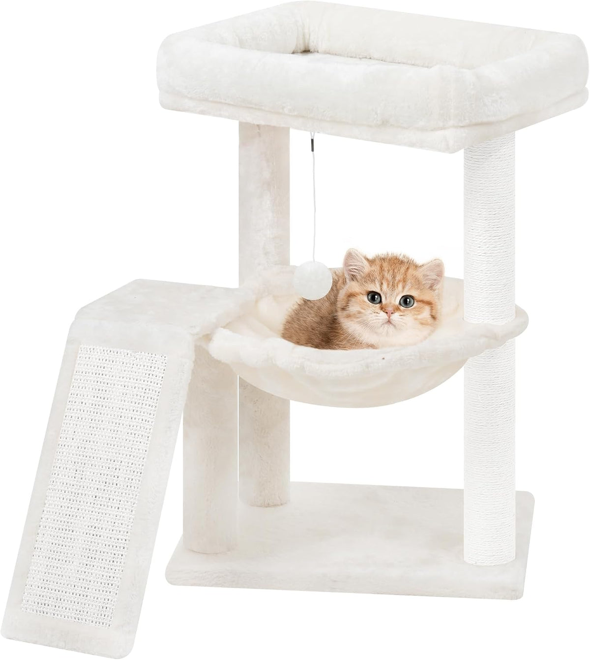YOUPET Cat Tree with Cat Scratching Post for Indoor Cats, Cat Tower with Scratching Board and Playful Toy Balls, Cat Tree Tower with Cozy Hammock,Grey