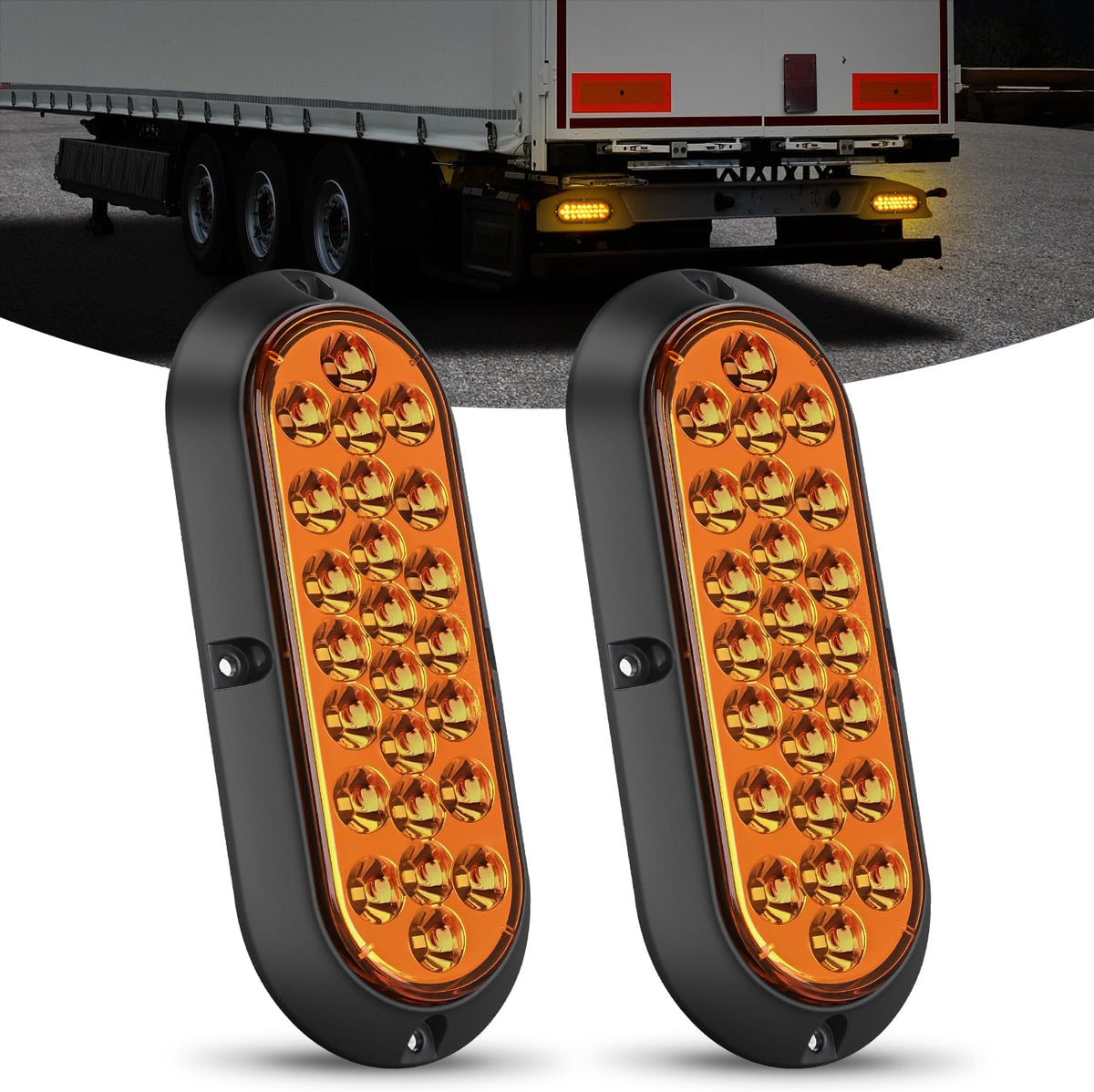 Nilight 6" Oval LED Trailer Tail Lights,Red, 2 Pack, Grommets Mount