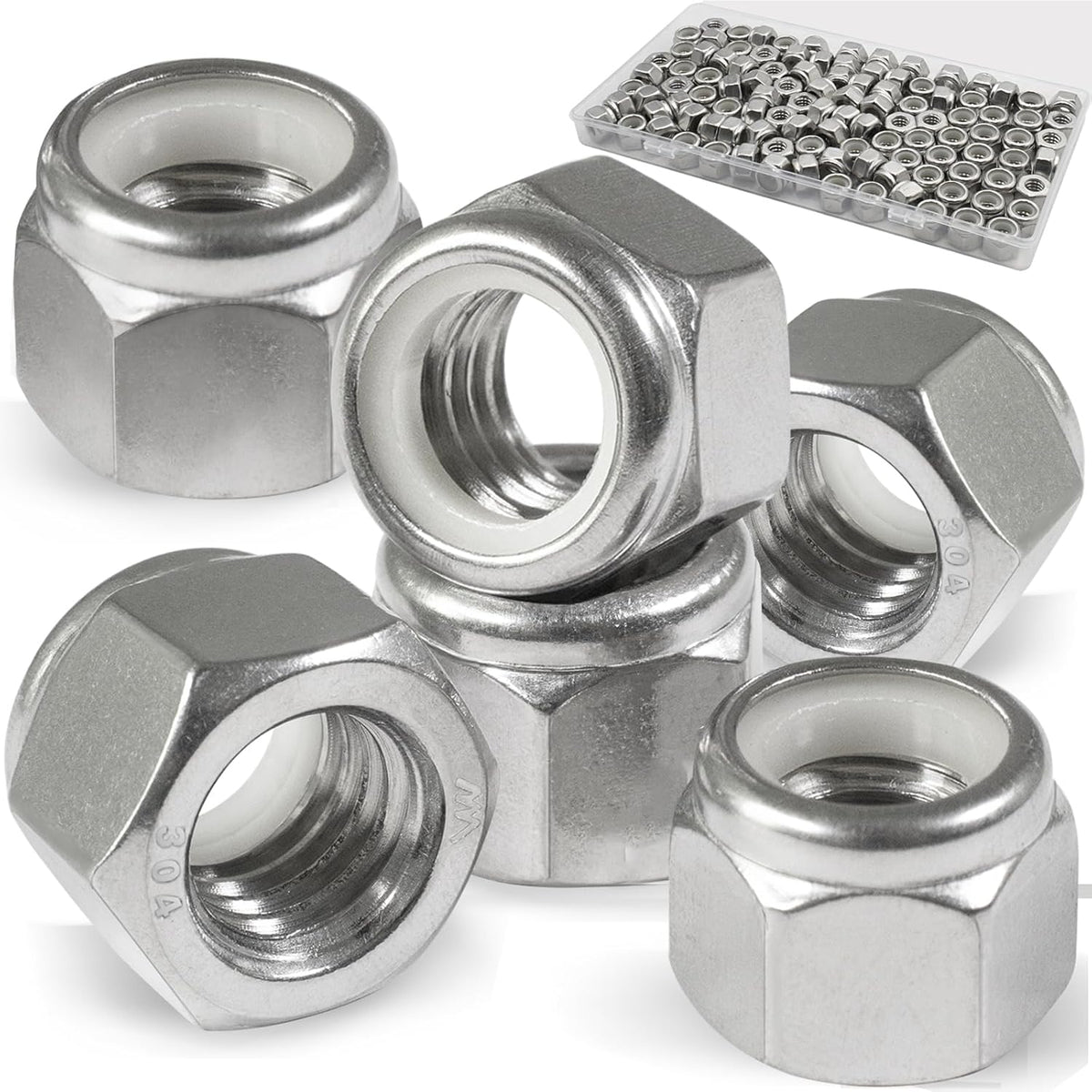 1/4-20 Lock Nut, 110Pcs Stainless Steel Nylock Insert Locking Nuts