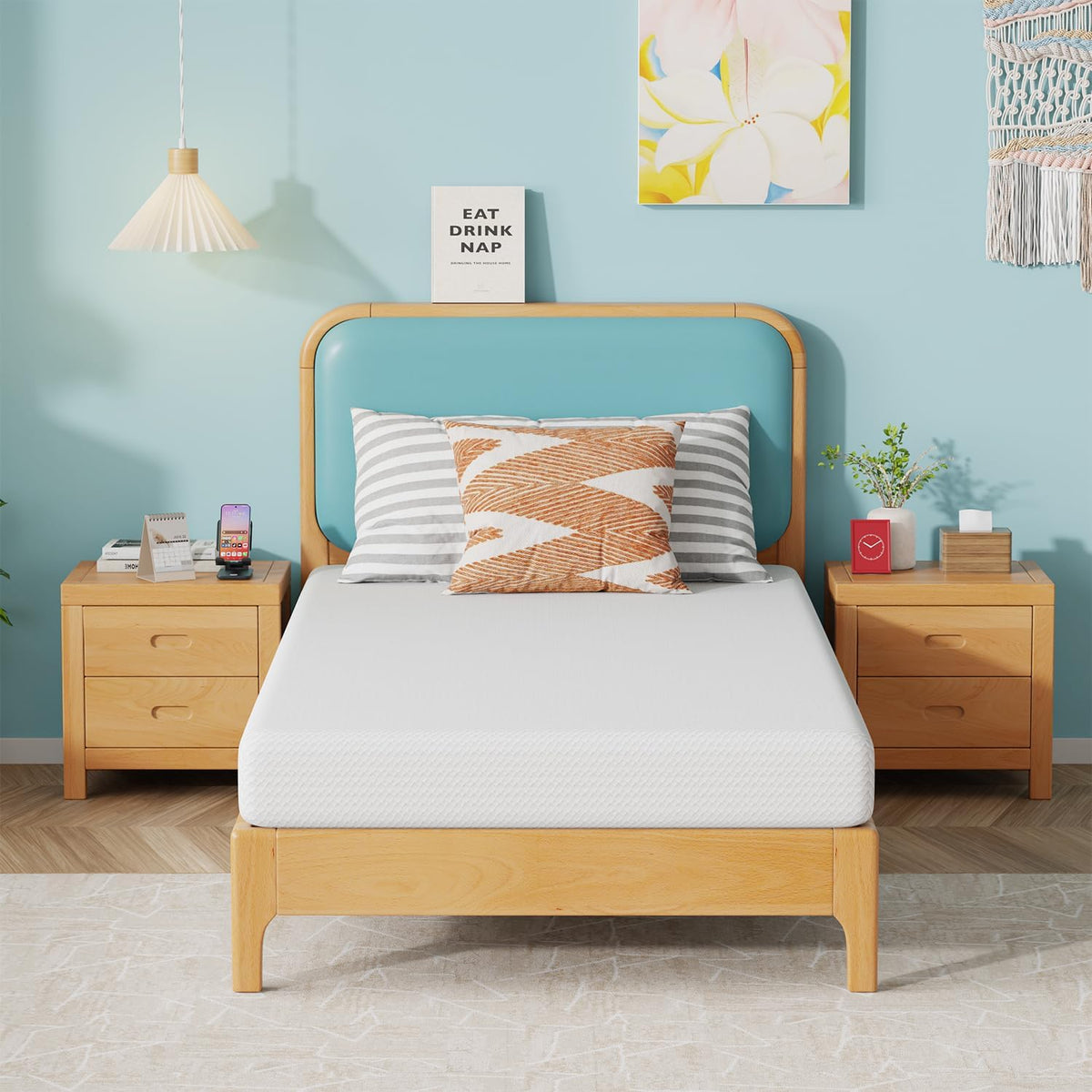 FDW | 8 Inch Twin Mattress | Medium Firm | Gel Memory Foam | White