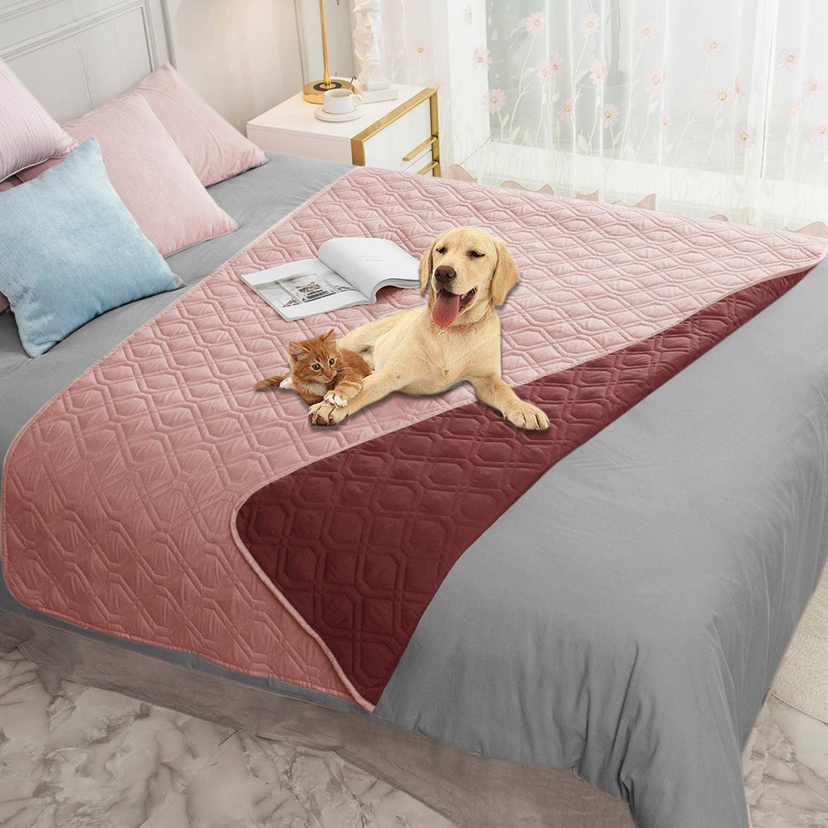 Ameritex Waterproof Dog Bed Blankets Cover for Bed Couch Sofa Reversible