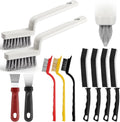 11Pcs V-Shaped Grout Cleaning Brush Set, with Stiff Bristles Crevice Cleaning Brush and Steel Scraper, Deep Cleaning Supplies for Cleaning Bathrooms, Kitchens, Tiles and Windows