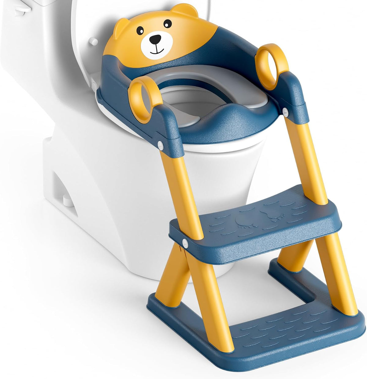 Rabb 1st® Potty Training Seat, Toddler Toilet Seat for Kids Boys Girls, 2 in1 Potty Training Toilet with Step Stool, 6 Adjustable Height, Splash Guard, Stable Triangular Anti-Slip Design(Grey)