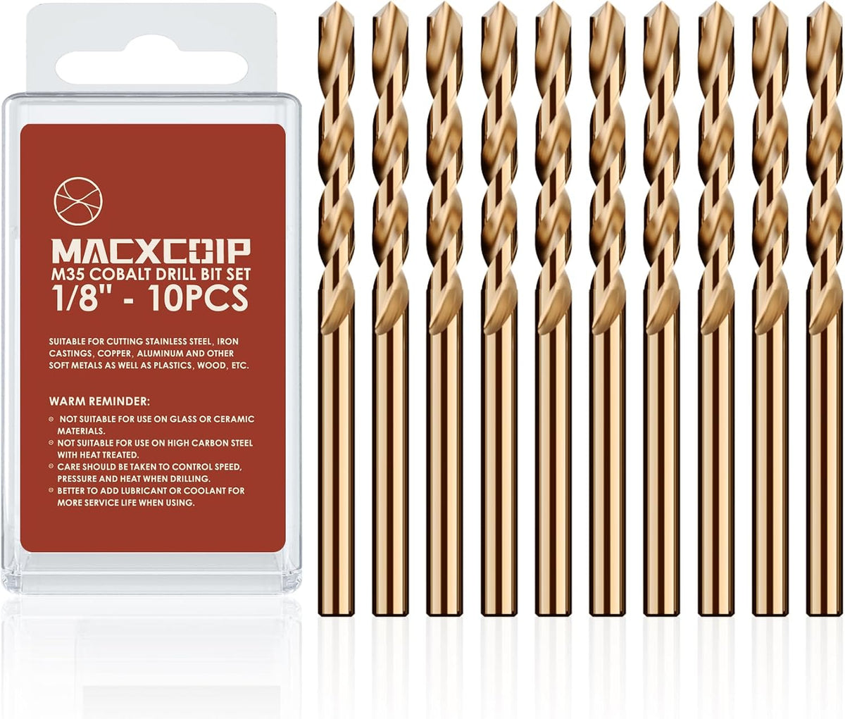 13Pcs(1/16"-1/4") Cobalt Drill Bit Set M35 HSS Jobber Length