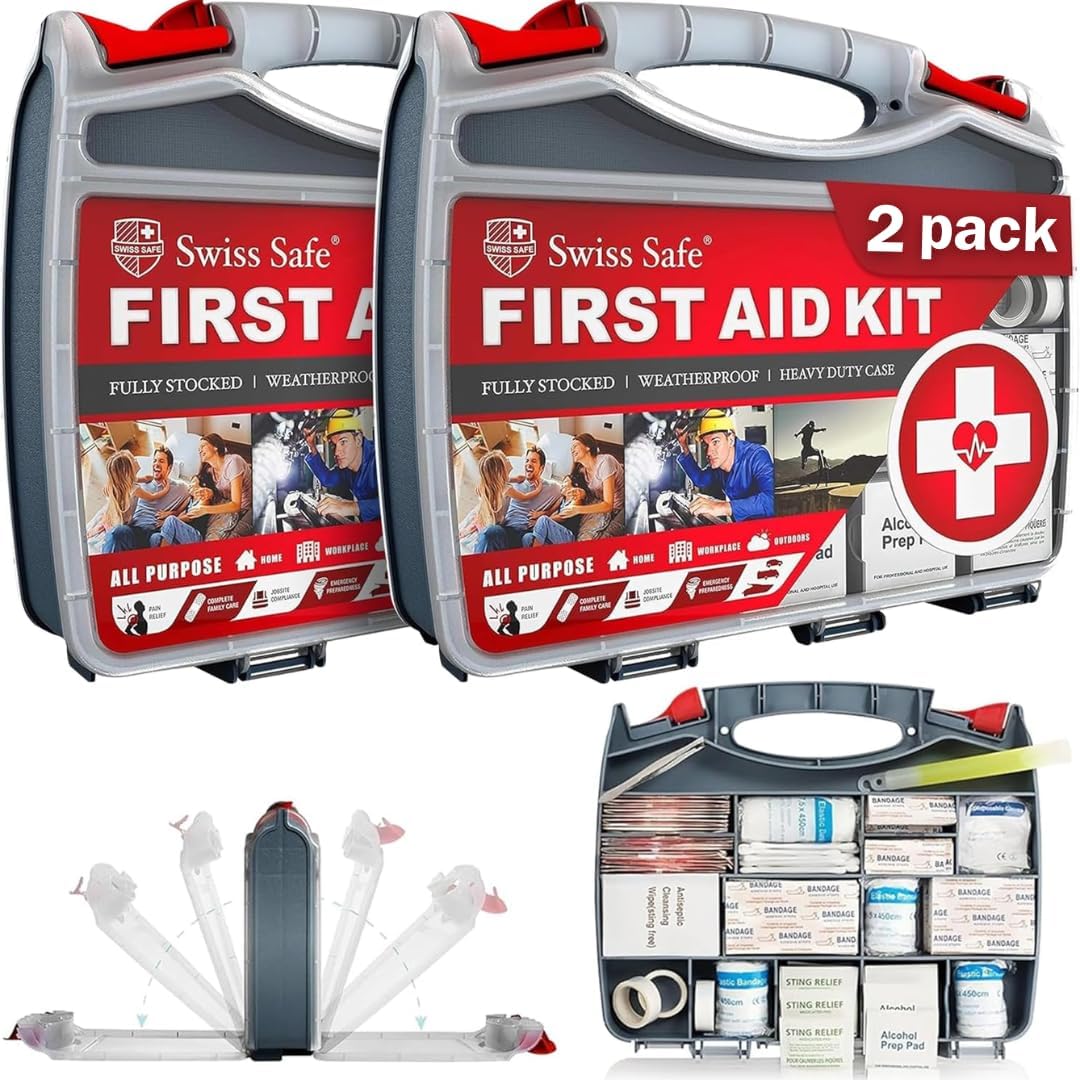 Swiss Safe 2-in-1 348 Pcs Large First Aid Kit for Camping, Travel & Car