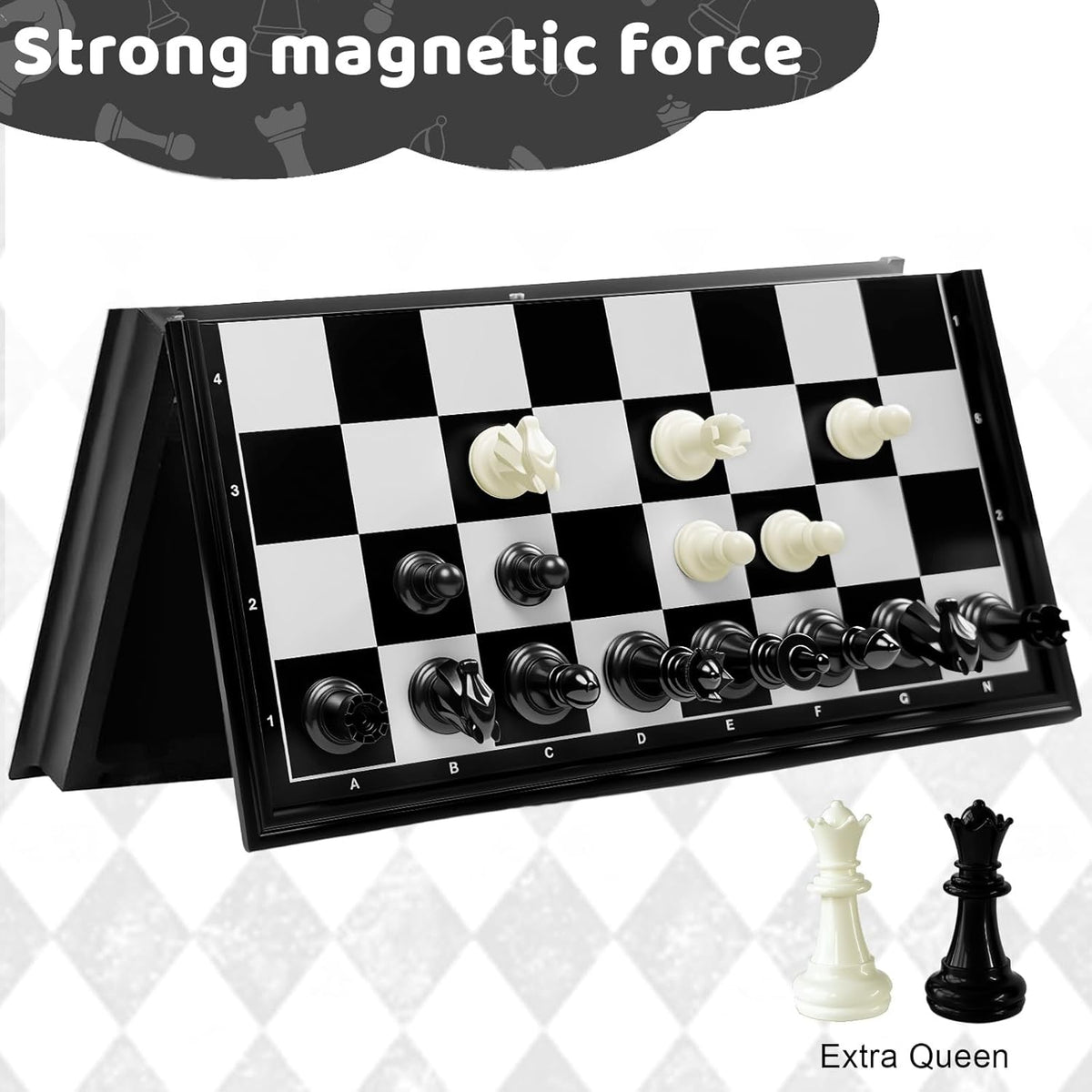 Travel Chess Set, 10 inch Magnetic Chess Board with 2 Extra Queen Portable Folding Board Chess Games for Kids, Adults
