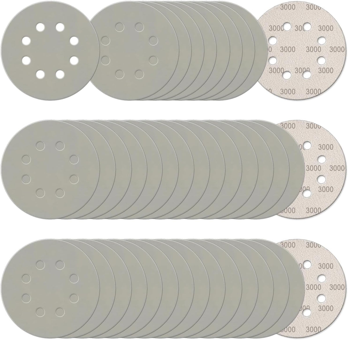 100Pcs 5 Inch Sanding Discs Hook & Loop 8-Hole Wet Dry Sandpaper Assortment