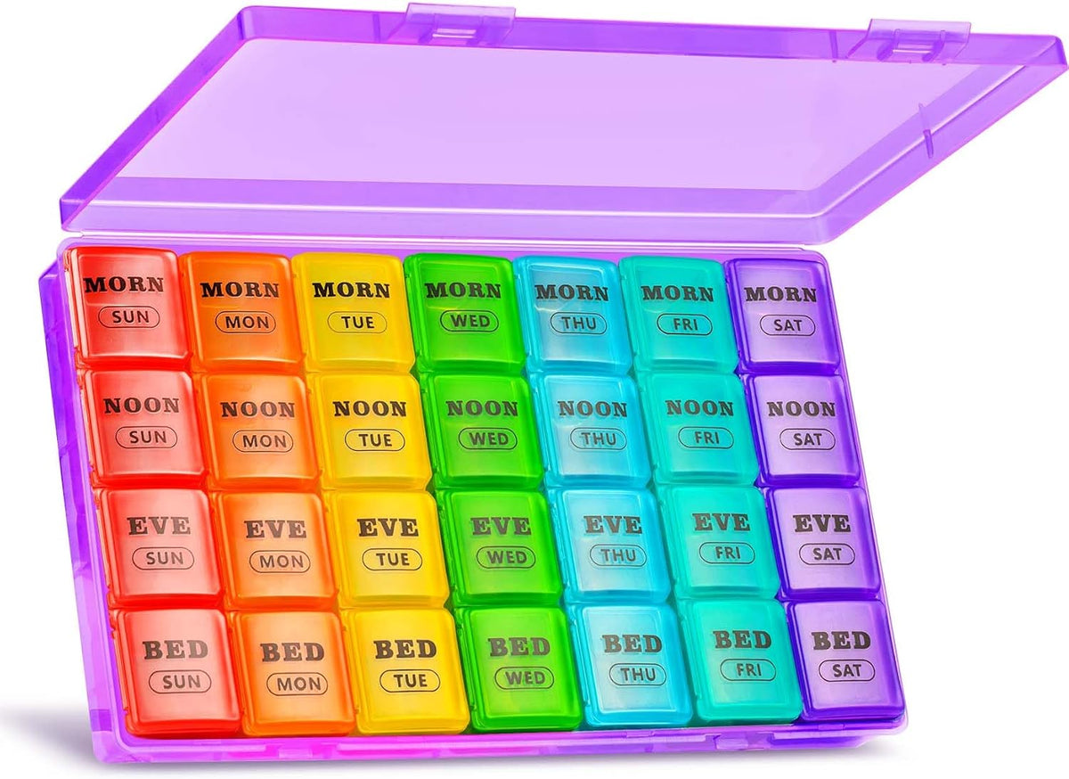 Mossime Pill Organizer 4 Times a Day, XL Weekly AM PM Pill Box, 7 Day Large