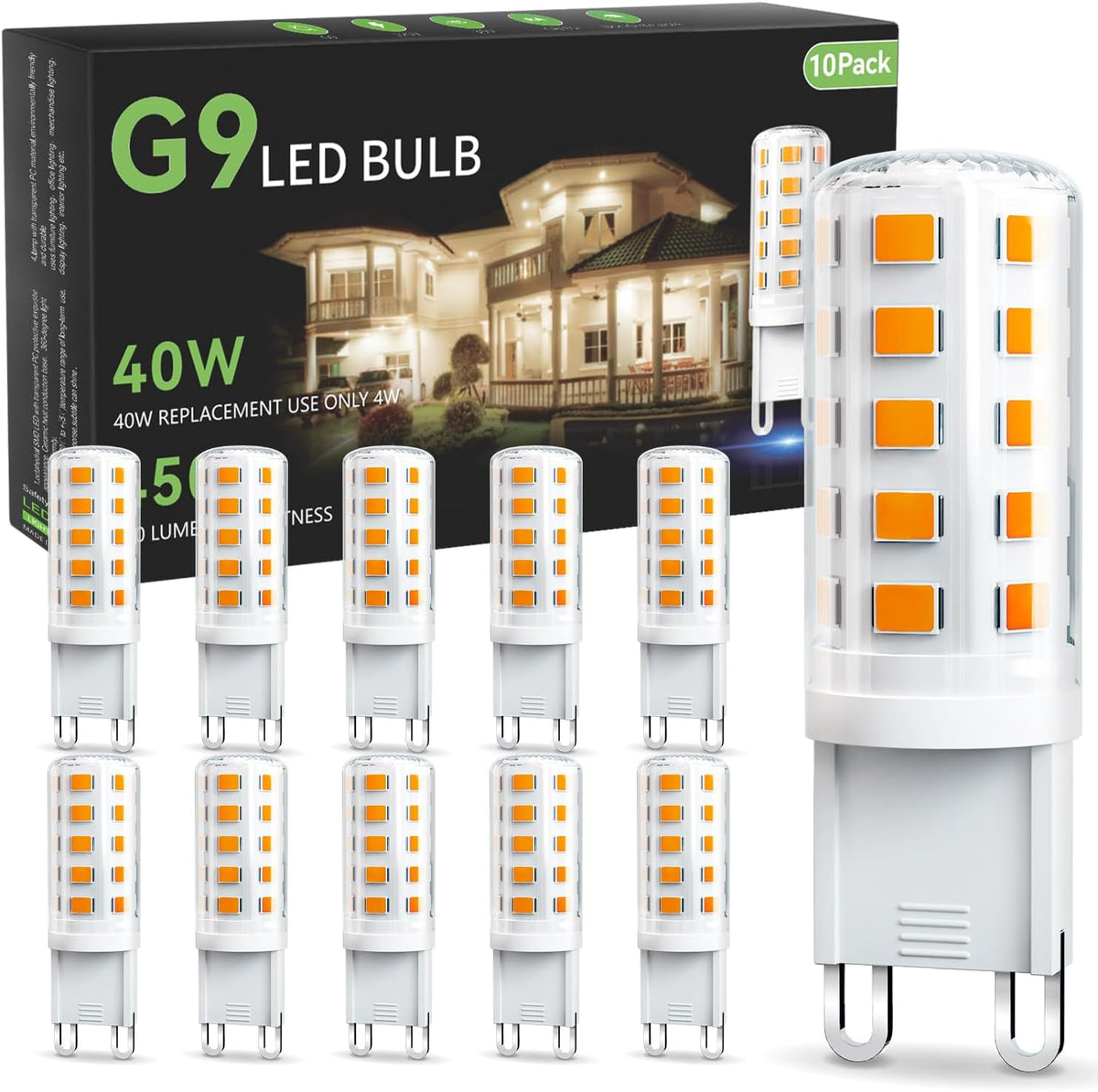 TJOY G9 LED Bulb 4W, 3000K Warm Soft White 6 Pack, 40 Watt Eq, G9 Base,120V
