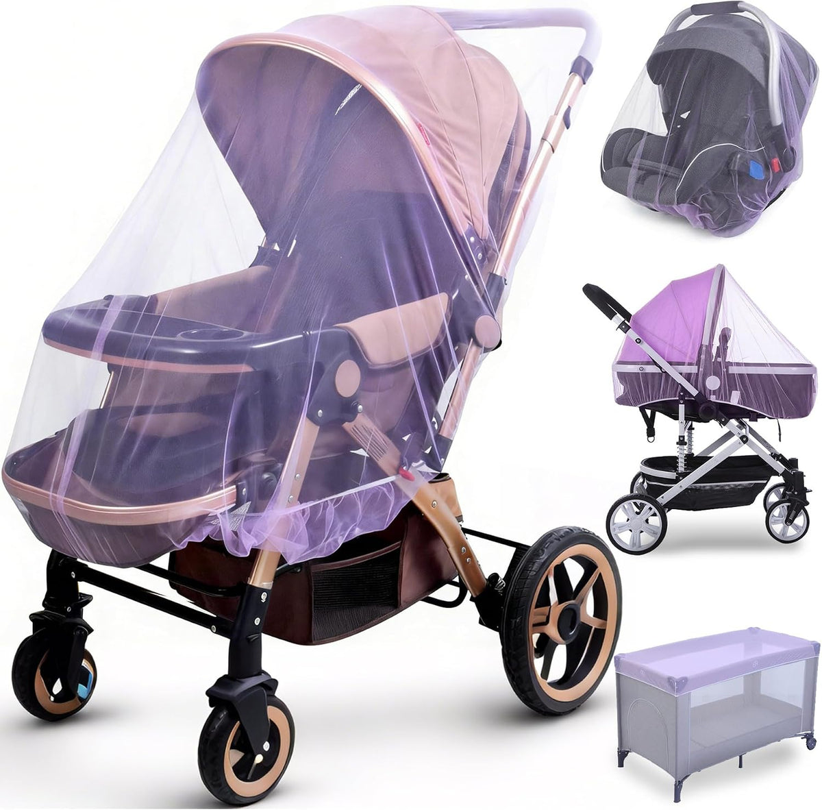 Sysmie 2 Pack Baby Stroller Mosquito Net, Durable Mesh Protection, Black