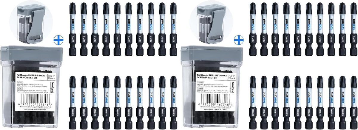 toolant PH2 Phillips Impact Bit Set, 2 Inch, 10-Piece, Magnetic
