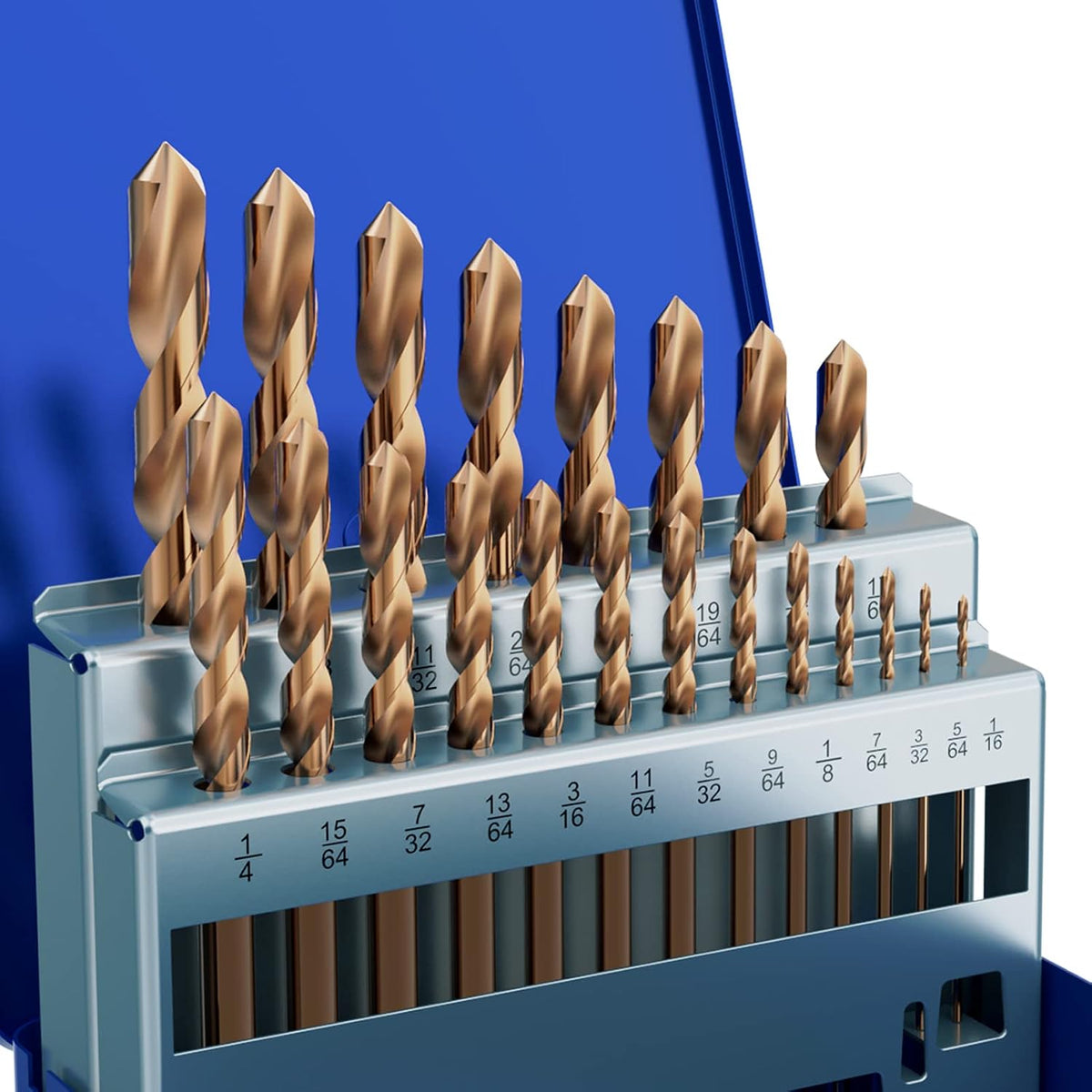 13Pcs(1/16"-1/4") Cobalt Drill Bit Set M35 HSS Jobber Length