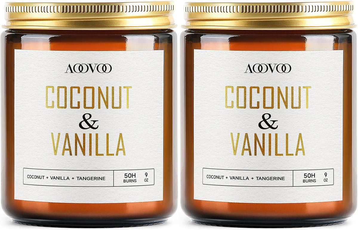 AOOVOO Coconut Vanilla Candles - 9 oz Scented Candles