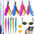 ZPH Cat Toys Interactive for Indoor Cats,2PCS Retractable Cat Wand,9PCS Teaser Toys&1PCS Hanging Door Lure Kitten Toy,Interactive Feather Toy for Teaser Play and Chase Exercise with Kitten