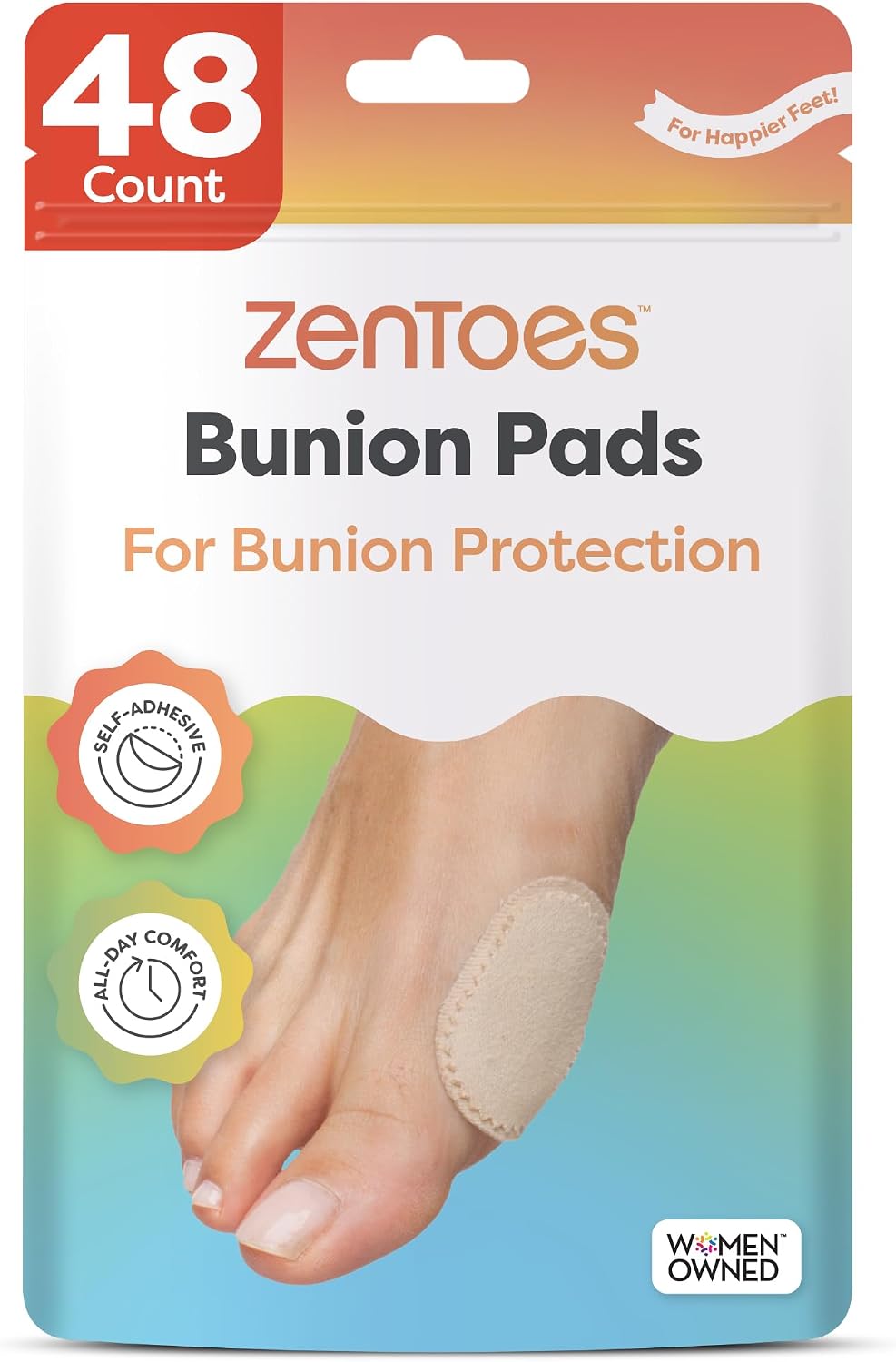 ZenToes Bunion Pads to Wear with Shoes, Waterproof Protectors, 24 Count