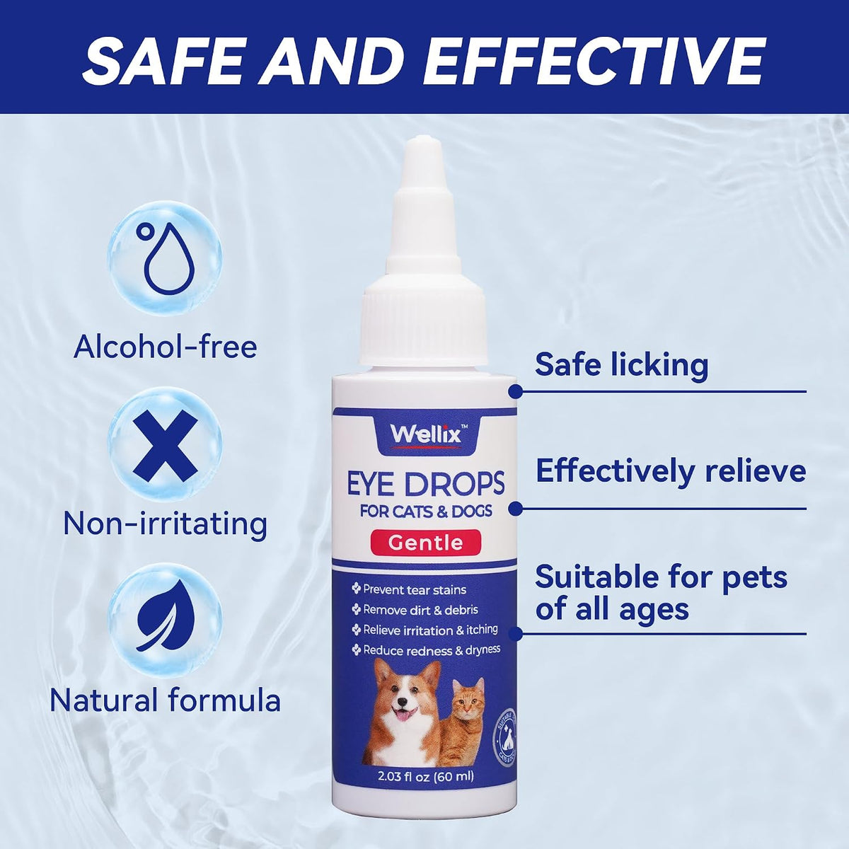 Wellix Pet Eye Drops for Dog & Cat, Non-Irritating Taurine Dog Eye Drop