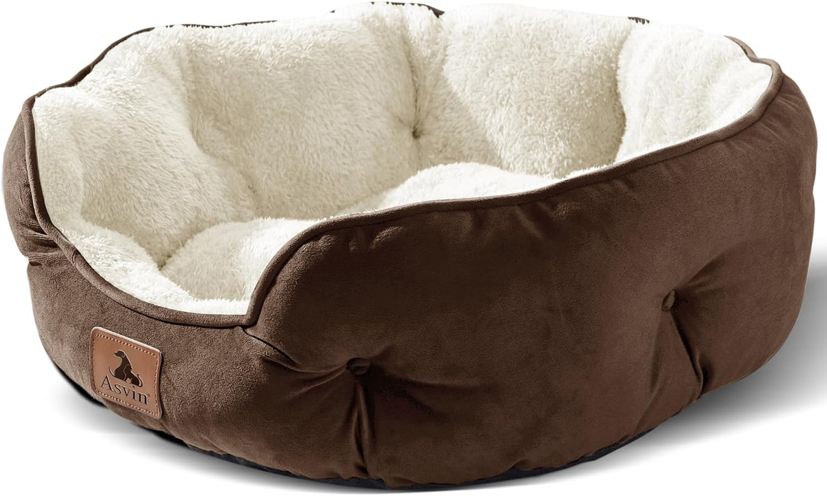 Asvin Small Dog Bed for Small Dogs, Cat Beds for Indoor Cats, Pet Bed for Puppy and Kitty, Extra Soft & Machine Washable with Anti-Slip & Water-Resistant Oxford Bottom, Grey, 20 inches