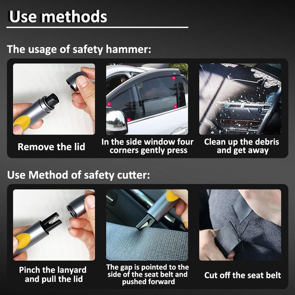 smosun Safehammer - 2026 Upgraded Safe Hammer Glass Breaker Under Water, Car Hammer Seatbelt Cutter Window Breaker Emergency Escape Tool, Safehammer Glass Breaker for New Cars (3PCS)