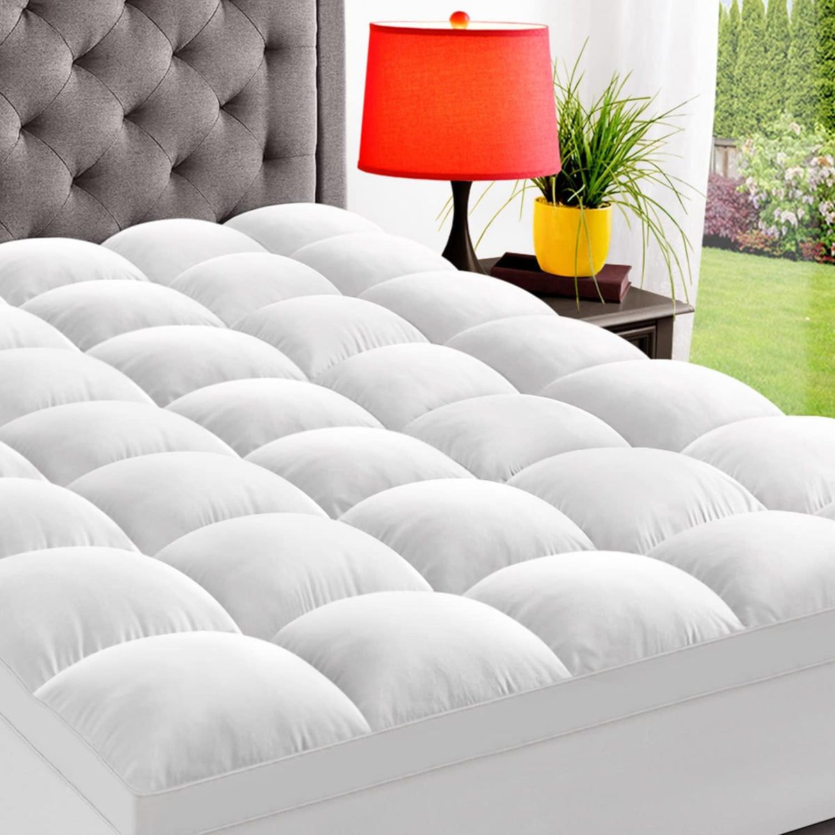 ELEMUSE Twin XL Mattress Topper for College Dorm, Thick Pillow Top Bed Pad