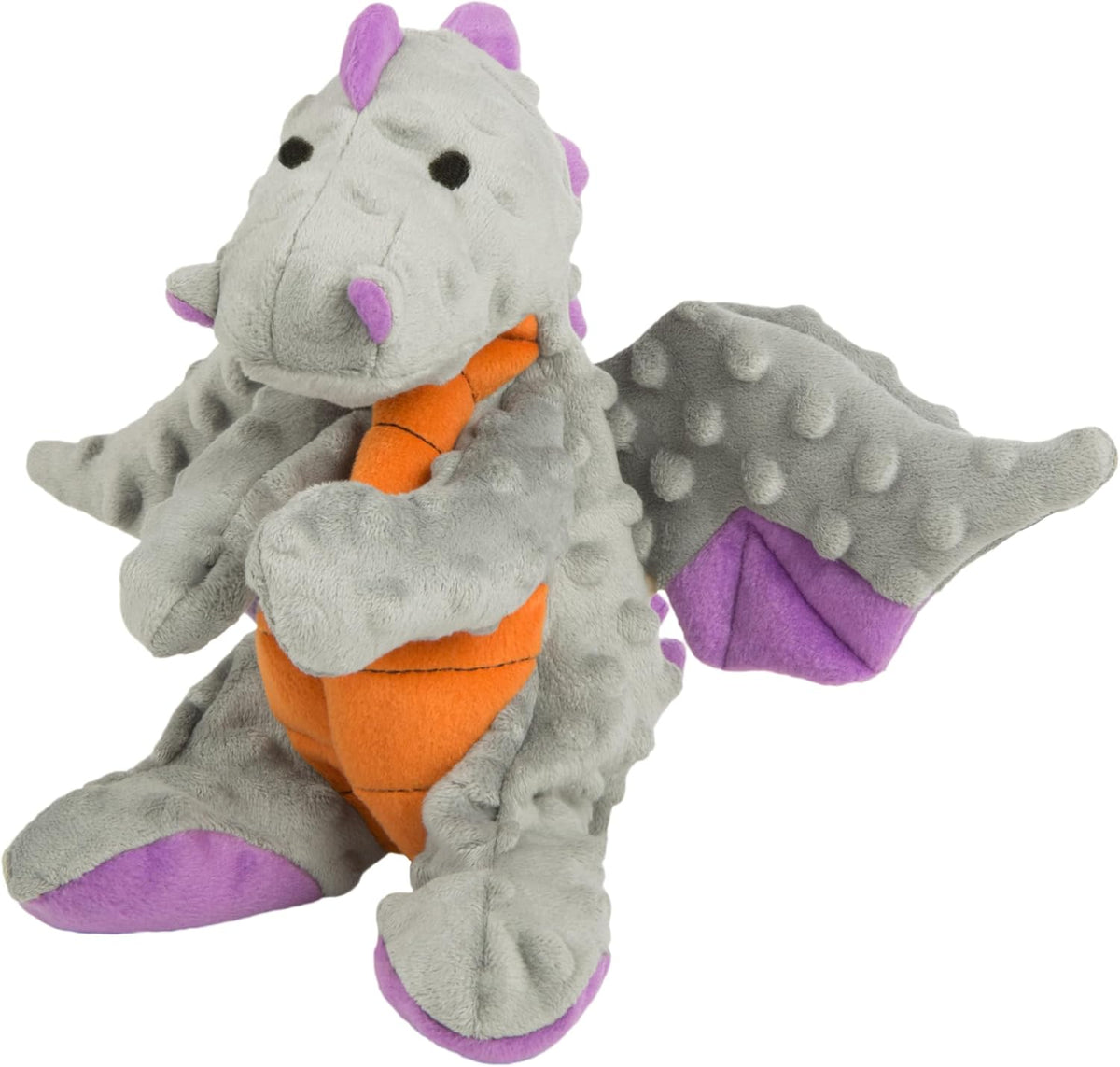 goDog Bubble Plush Dragons Squeaky Dog Toy, Chew Guard Technology - Coral, Large