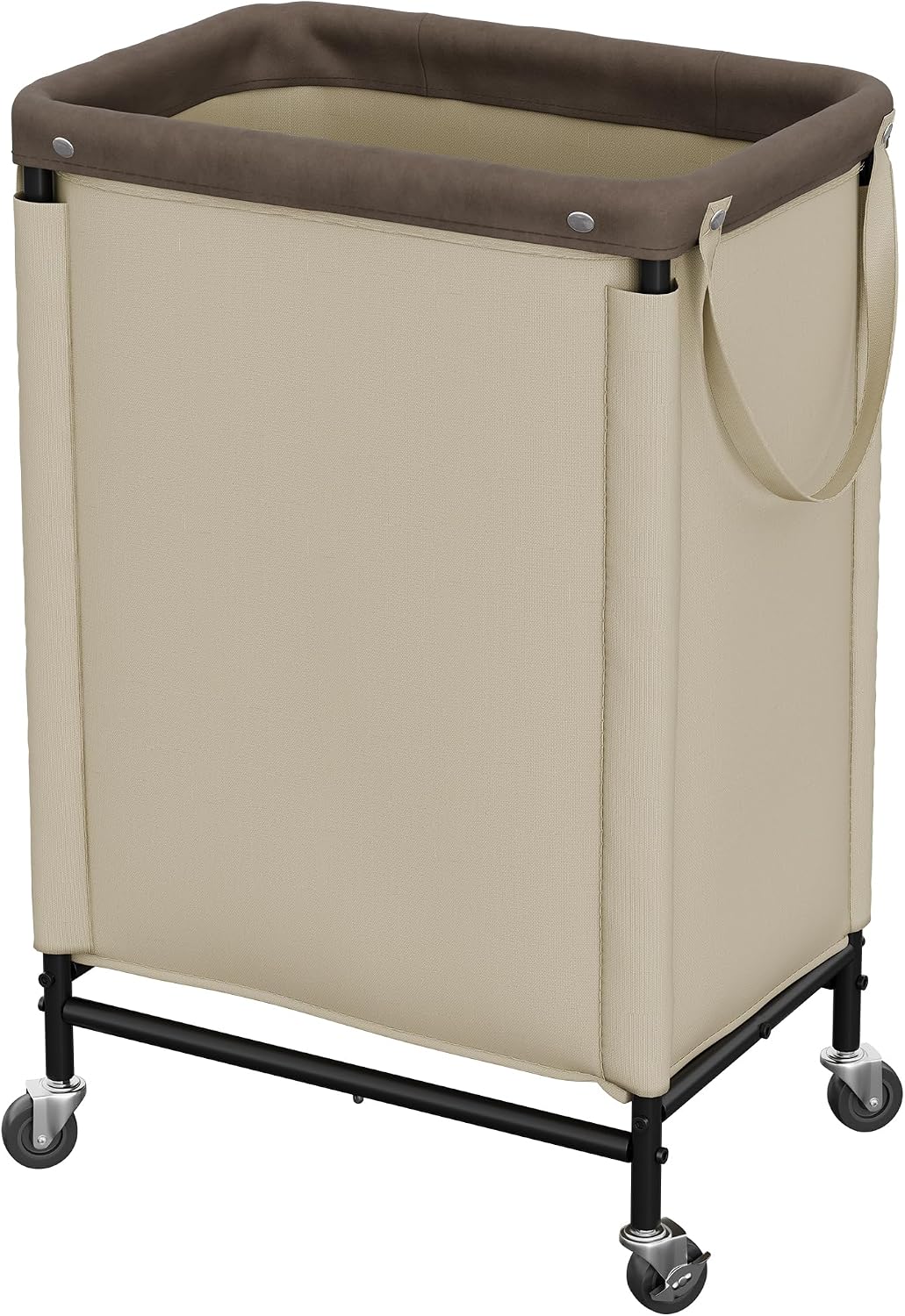 StorageWorks 2 Section Laundry Hamper, 100L Beige Sorter Cart with Wheels