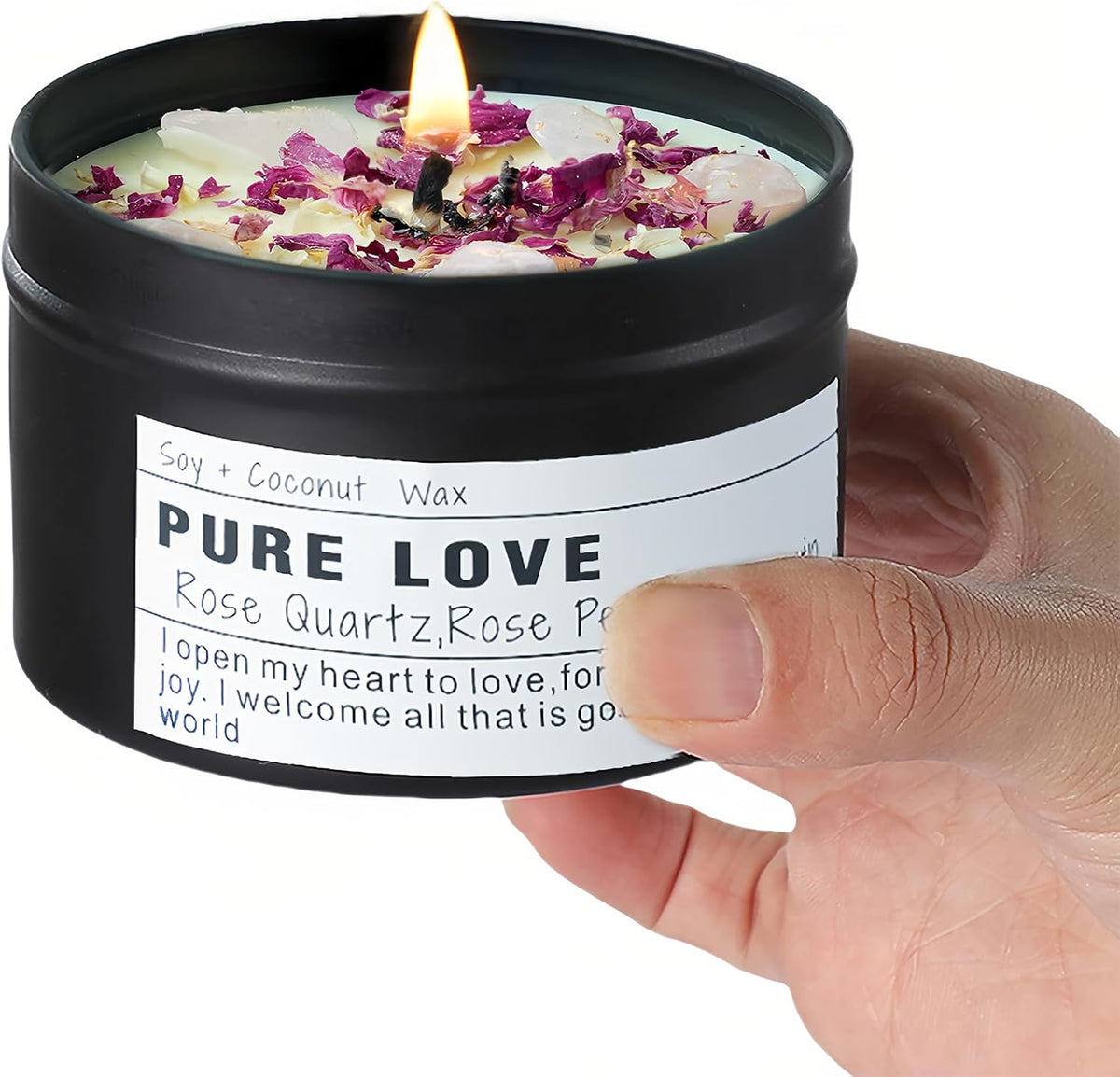 Obsidian Crystal Energy Candle, Good Aura Health Protection, Baltic Amber Chakra Magic Self-Care, Emotional Support, Encouragement and Affirmation Gift.(HEAL)