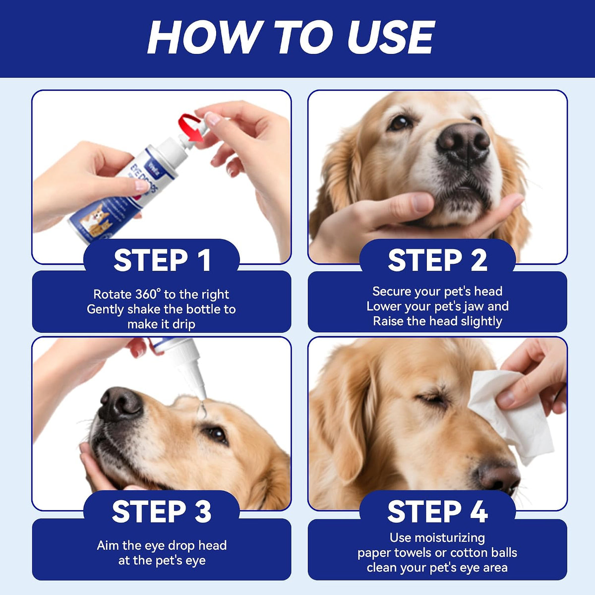 Wellix Pet Eye Drops for Dog & Cat, Non-Irritating Taurine Dog Eye Drop