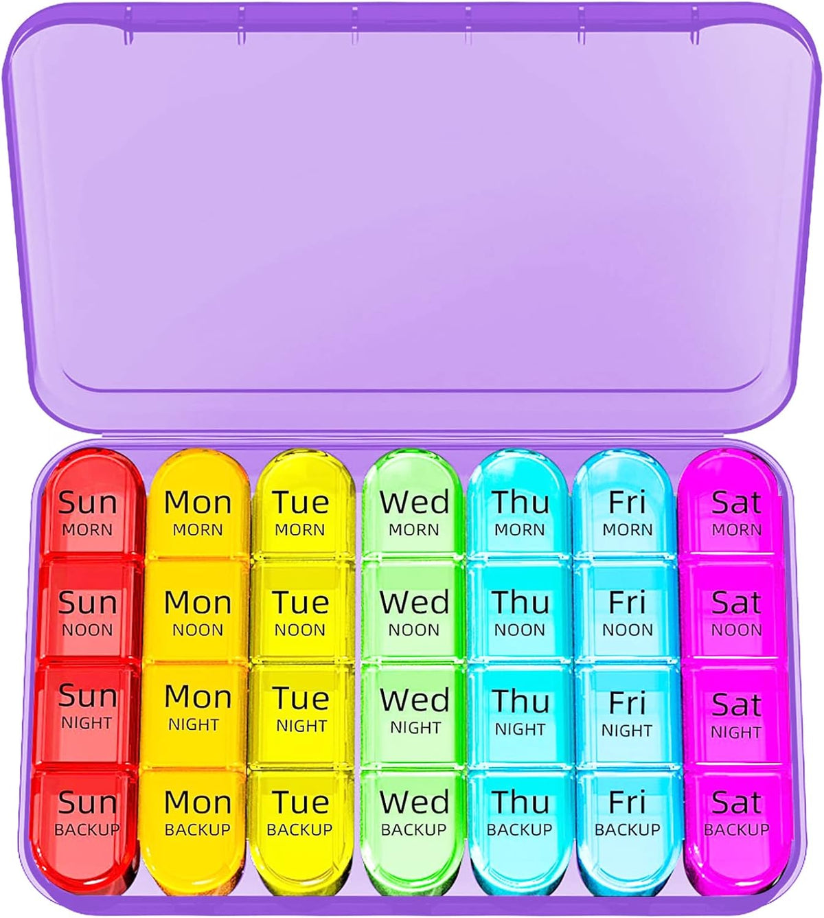 Odaro Weekly AM PM Pill Organizer 2 Times a Day, Removable Trays, Black